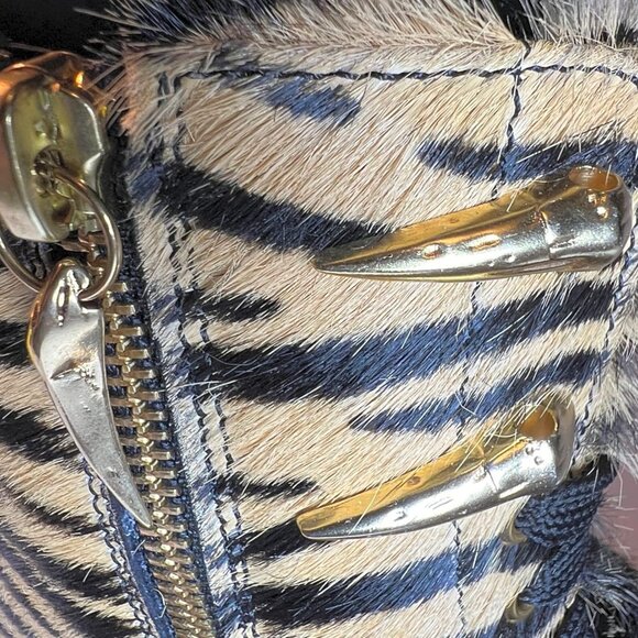 Roberto Cavalli Tiger Print Calf Hair Combat Boots - Picture 10 of 12